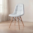 Cadeira de jantar Charles Eames Eiffel Botonê Estofada - Cinza claro
