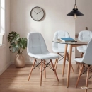 Cadeira de jantar Charles Eames Eiffel Botonê Estofada - Cinza claro