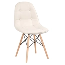 Cadeira de jantar Charles Eames Eiffel Botonê Estofada - Creme