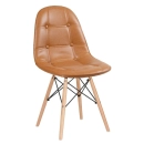Cadeira de jantar Charles Eames Eiffel Botonê Estofada - Marrom caramelo