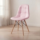 Cadeira de jantar Charles Eames Eiffel Botonê Estofada - Rosa claro