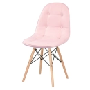 Cadeira de jantar Charles Eames Eiffel Botonê Estofada - Rosa claro