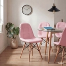 Cadeira de jantar Charles Eames Eiffel Botonê Estofada - Rosa claro
