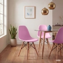 Cadeira de jantar Charles Eames Eiffel DSW em Polipropileno - Rosa claro