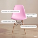 Cadeira de jantar Charles Eames Eiffel DSW em Polipropileno - Rosa claro