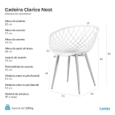 Cadeira de jantar Clarice Nest com design moderno e anatômico - Branco