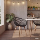 Cadeira de jantar Clarice Nest com design moderno e anatômico - Preto