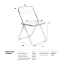Cadeira de jantar design dobrável cristal acrílico transparente Italia