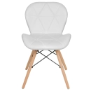 Cadeira de jantar estofada Charles Eames Eiffel Slim Wood confort - Branco