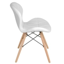 Cadeira de jantar estofada Charles Eames Eiffel Slim Wood confort - Branco
