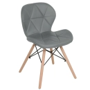 Cadeira de jantar estofada Charles Eames Eiffel Slim Wood confort - Cinza