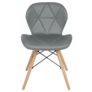 Cadeira de jantar estofada Charles Eames Eiffel Slim Wood confort - Cinza