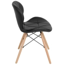 Cadeira de jantar estofada Charles Eames Eiffel Slim Wood confort - Preto
