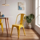 Cadeira de jantar Iron Tolix com design industrial – Amarelo