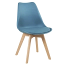 Cadeira de jantar Leda com assento estofado e design moderno - Azul petróleo