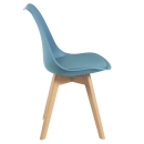 Cadeira de jantar Leda com assento estofado e design moderno - Azul petróleo