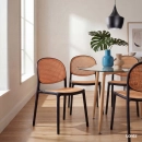 Cadeira de jantar Mumbai de telinha com design contemporâneo e assento anatômico – Preto