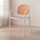 Cadeira de jantar Mumbai telinha com braços e design contemporâneo – Branco