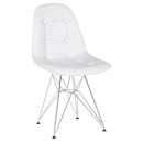 Cadeira estofada Charles Eames Eiffel Botonê DKR com pés de metal cromado - Branco