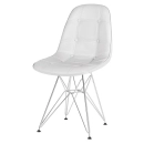Cadeira estofada Charles Eames Eiffel Botonê DKR com pés de metal cromado - Cinza claro