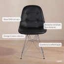 Cadeira estofada Charles Eames Eiffel Botonê DKR com pés de metal cromado - Preto