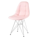 Cadeira estofada Charles Eames Eiffel Botonê DKR com pés de metal cromado - Rosa claro