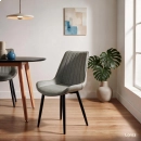Cadeira estofada Chicago com design industrial - Cinza claro