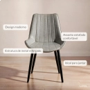 Cadeira estofada Chicago com design industrial - Cinza claro