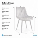 Cadeira estofada Chicago com design industrial - Cinza claro