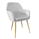 Cadeira Poltrona Lines com pés dourados Suede para sala de jantar - Cinza