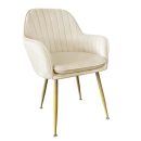 Cadeira Poltrona Lines com pés dourados Suede para sala de jantar - Creme