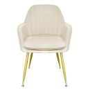 Cadeira Poltrona Lines com pés dourados Suede para sala de jantar - Creme
