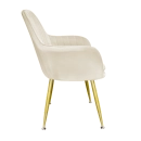 Cadeira Poltrona Lines com pés dourados Suede para sala de jantar - Creme
