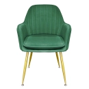 Cadeira Poltrona Lines com pés dourados Suede para sala de jantar - Verde Escuro