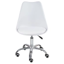 Cadeira Tulipa para Escritório com rodízios e assento estofado - Branco