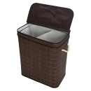 Cesto Duplo com Tampa 60cm Bambu Escuro - Mimo Style