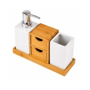 Conjunto para Banheiro 5 Peças Cera e Bambu - Mimo Style