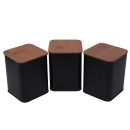 Conjunto Porta Pão Bambu com 3 Potes Black - Mimo Style