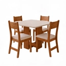 Conjunto Sala de Jantar Mesa Quadrada Marselha com 4 Cadeiras Estofadas Nice Laráz
