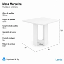 Conjunto Sala de Jantar Mesa Quadrada Marselha com 4 Cadeiras Estofadas Nice Laráz