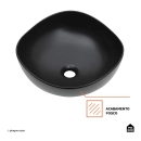 Cuba de Apoio para Banheiro Oval Louça Cerâmica 37cm Obsidiana - Preto
