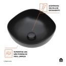 Cuba de Apoio para Banheiro Oval Louça Cerâmica 37cm Obsidiana - Preto