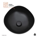 Cuba de Apoio para Banheiro Oval Louça Cerâmica 37cm Obsidiana - Preto