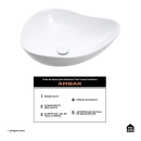 Cuba de Apoio para Banheiro Oval Louça Cerâmica Ambar - Branco