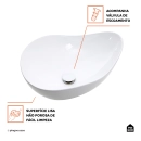 Cuba de Apoio para Banheiro Oval Louça Cerâmica Ambar - Branco