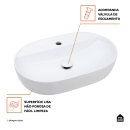 Cuba de Apoio para Banheiro Oval Louça Cerâmica Cianita - Branco