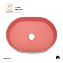 Cuba de Apoio para Banheiro Oval Louça Cerâmica Coral - Rosa e Branco