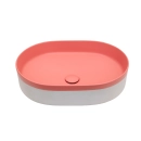 Cuba de Apoio para Banheiro Oval Louça Cerâmica Coral - Rosa e Branco