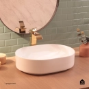 Cuba de Apoio para Banheiro Oval Louça Cerâmica Neptunita - Branco