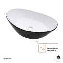 Cuba de Apoio para Banheiro Oval Louça Cerâmica Rutilo - Branco e Preto